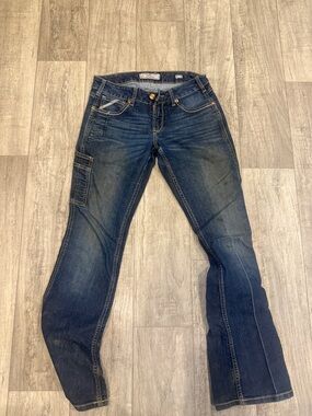 Ariat Women's Faded Dark Blue Straight-Leg Carpenter Jeans